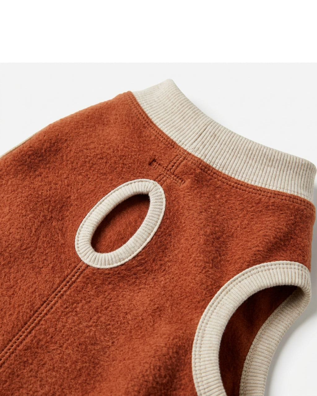 Xmkpd Fleece Pullover Pet Sweater Medium Rust Oatmeal - Detail view